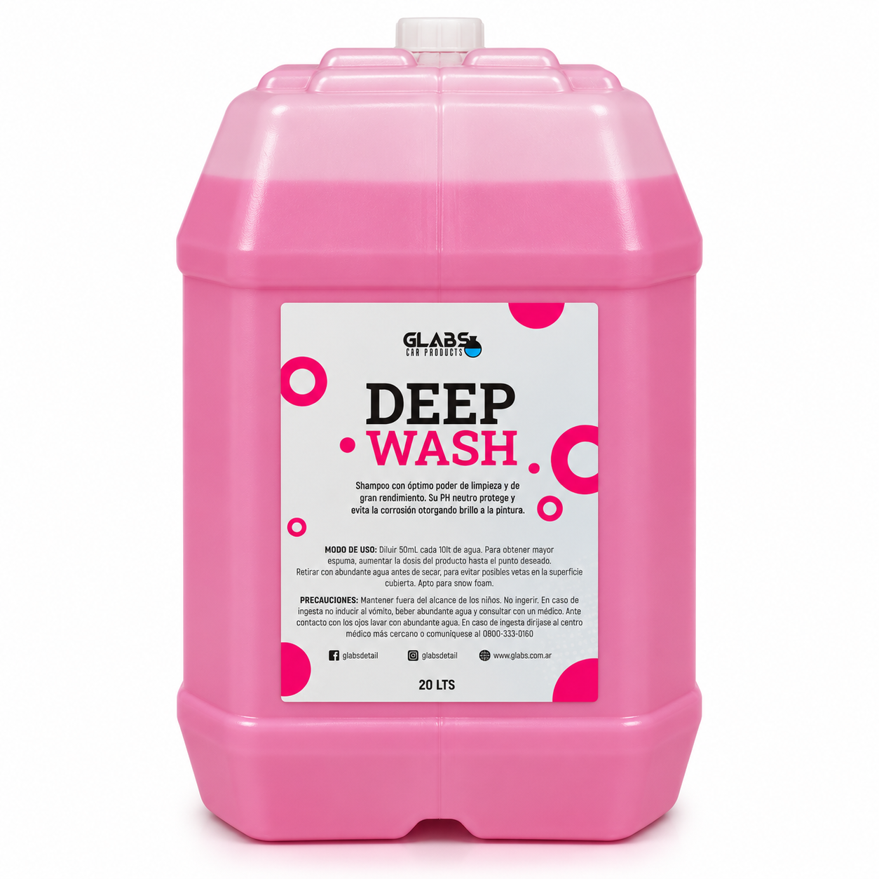 DEEP WASH SHAMPOO PH NEUTRO CON CERA BIDÓN 20 LT GLABS