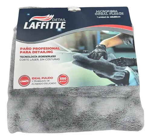 PAÑO MICROFIBRA SIN COSTURA PREMIUM 40x60 550GSM CORAL GRIS LAFFITTÉ